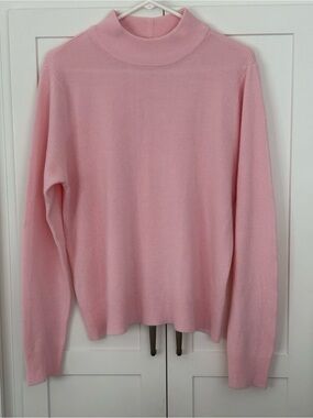 Elisabeth Williams Sweater Womens Large Pink Knit Pullover Mock Neck
